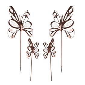 Four Monumental Metal Butterfly Garden Stakes