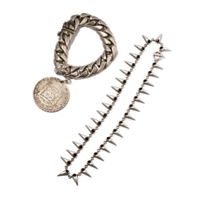 Sterling Silver Cuban-link Bracelet And John Markusen Necklace