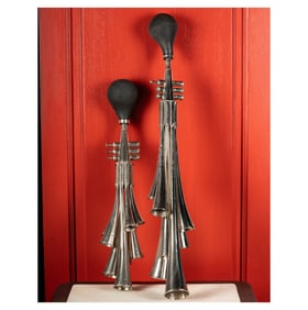 Two French Eight-Note Carriage Horns