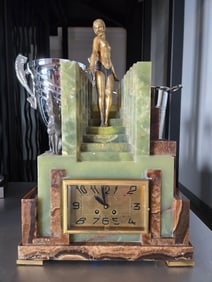 Art Deco Clock with Dog and Nude