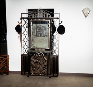 Deco Style Iron and Marble Hall Tree