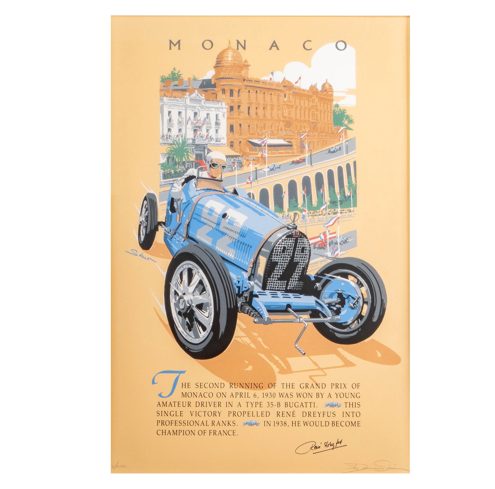 Rene Dreyfus Signed Monaco Grand Prix Poster (1 of 13)