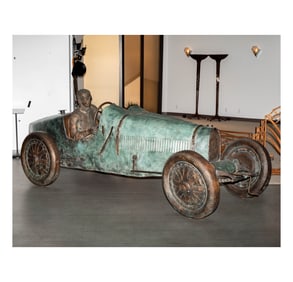 Francois Chevalier (French, b. 1942): Life Size Bugatti Type 35 Grand Prix Bronze Sculpture