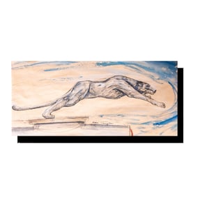 Lidia Bugatti (1907-1972): Leaping Panther Hood Mascot Painting