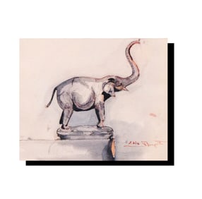Lidia Bugatti (1907-1972): Elephant Mascot Hood Ornament Painting