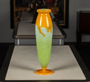 Degué Yellow and Green Glass Vase