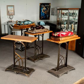 Four Nouveau Style Bronze and Metal Console Tables
