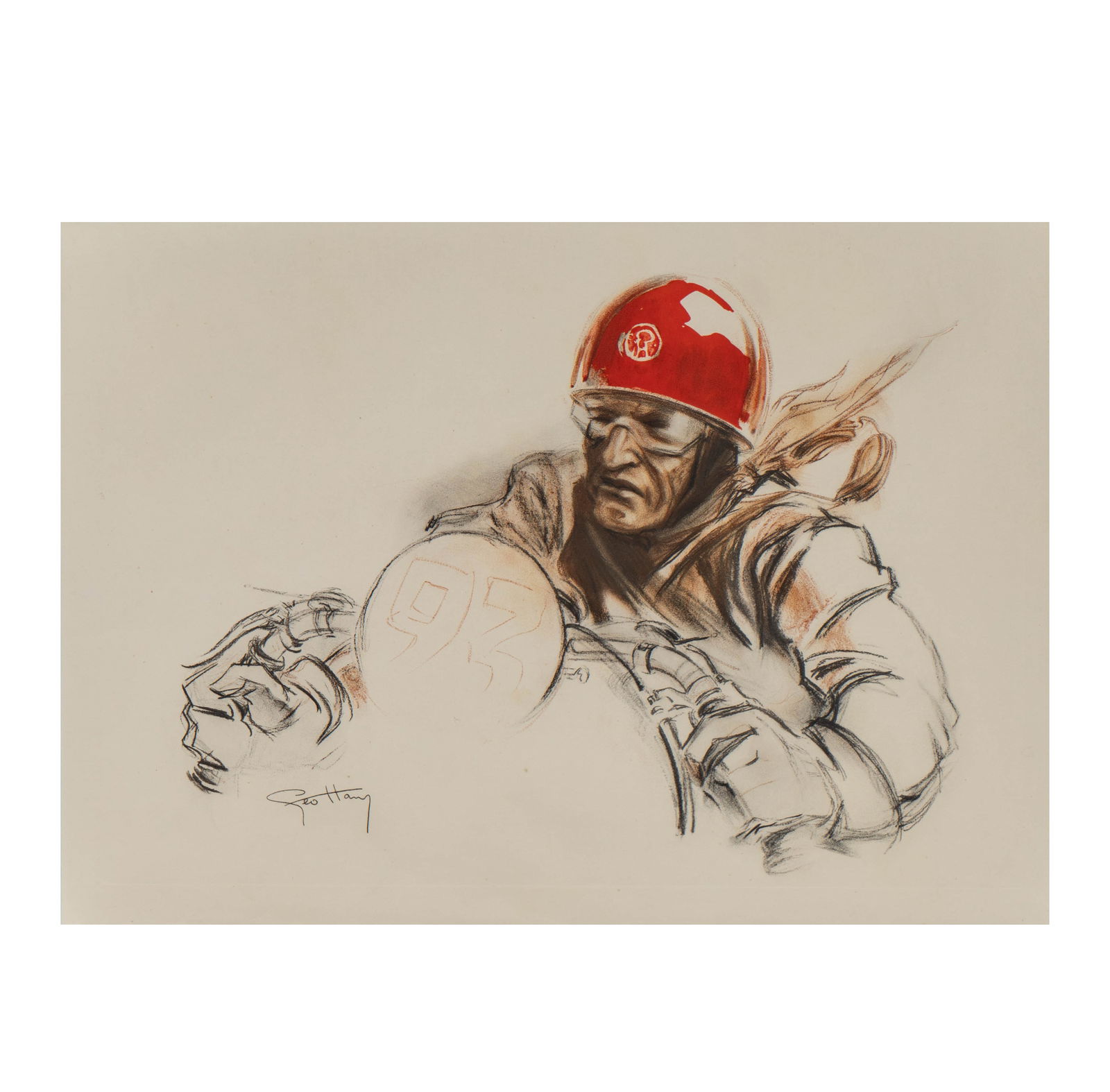 Geo Ham (French, 1900 - 1972): Pilote au Casque Rouge (1 of 10)