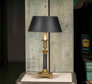 Brass and Metal Candlestick Form Table Lamp