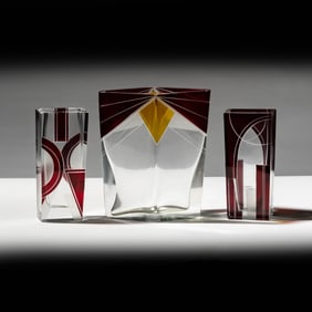 Karl Palda Three Art Deco Glass Vases