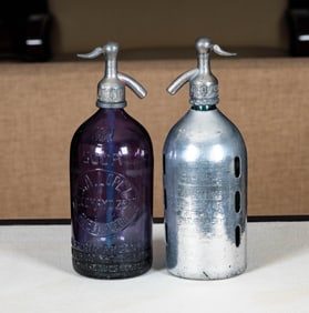 Two Vintage Art Deco Soda Bottles
