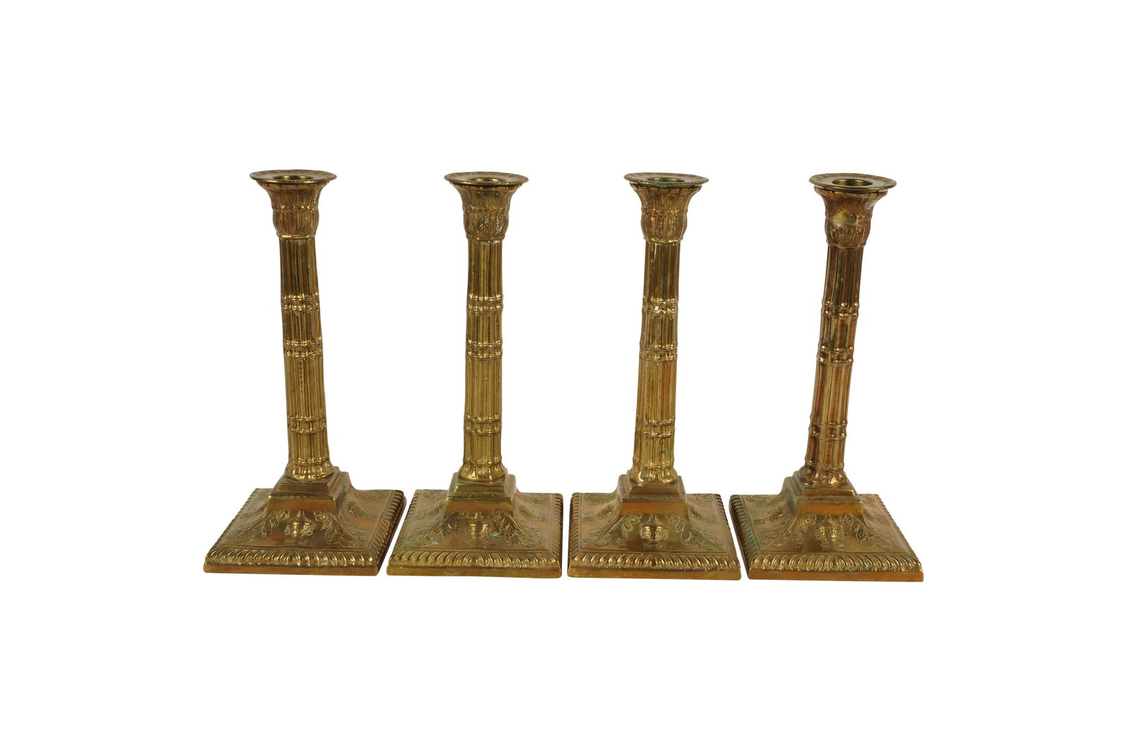 A Set of Four Brass Column-style Candlesticks (1 of 8)