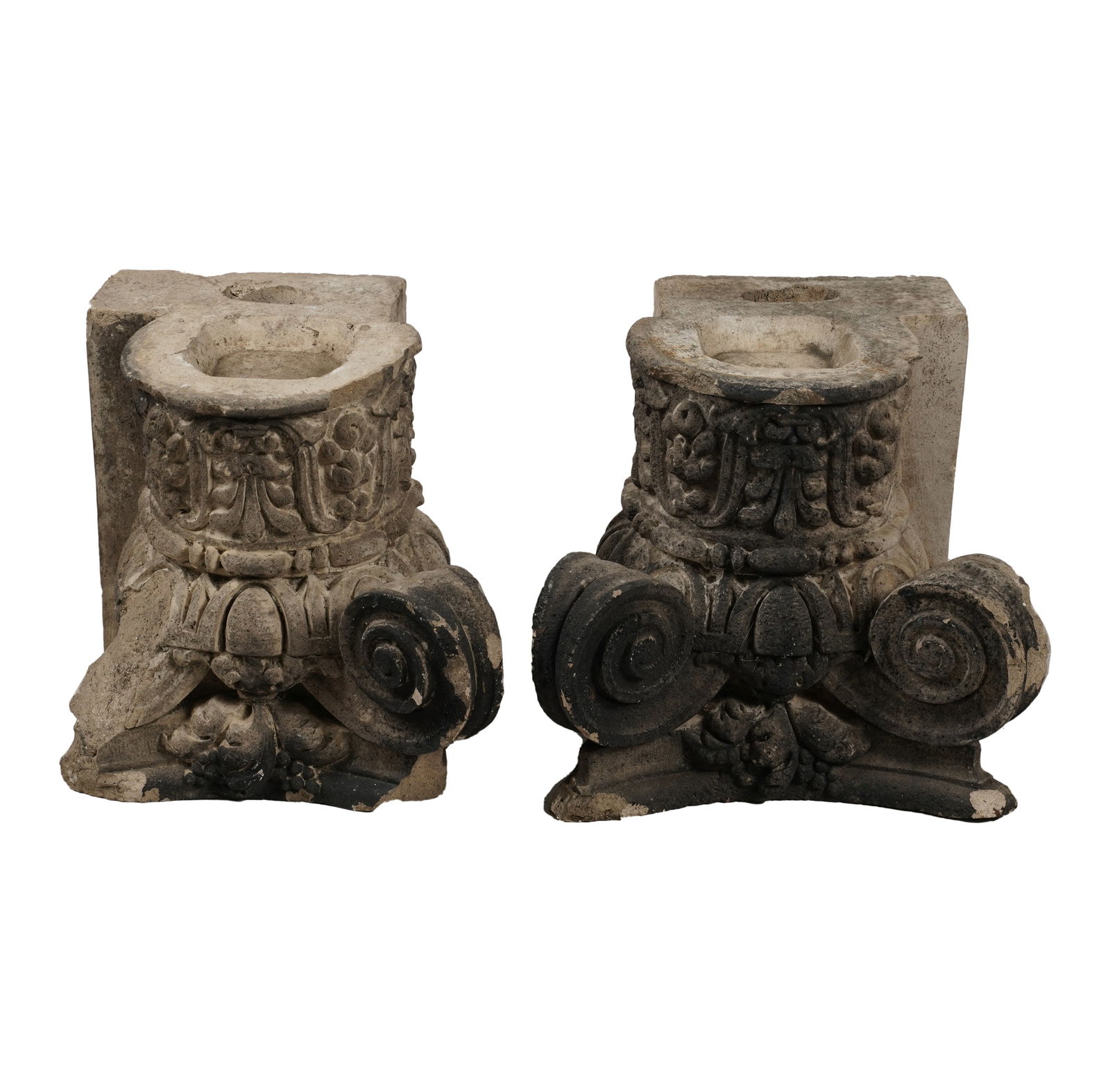 A Pair of Poured Stone Capitals (1 of 7)