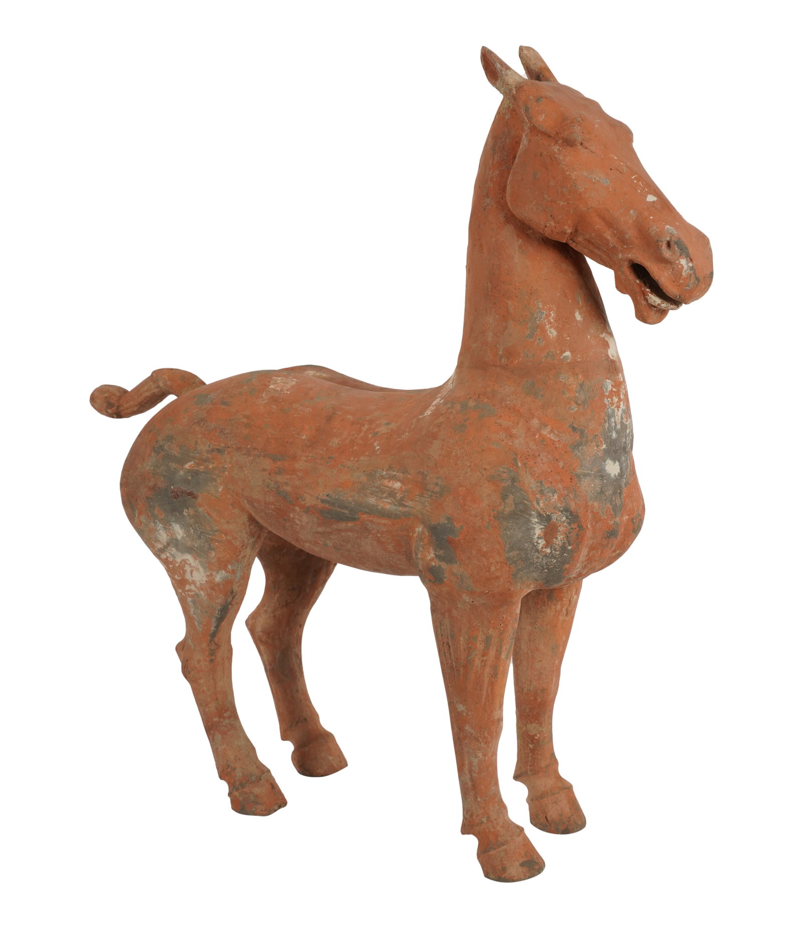 A Han Dynasty Terra Cotta Horse: c. 206 BC to 220 AD 21 1/2 x 20 x 6 in. (54.6 x 50.8 x 15.2 cm.) Provenance: Collected by Marc Richards