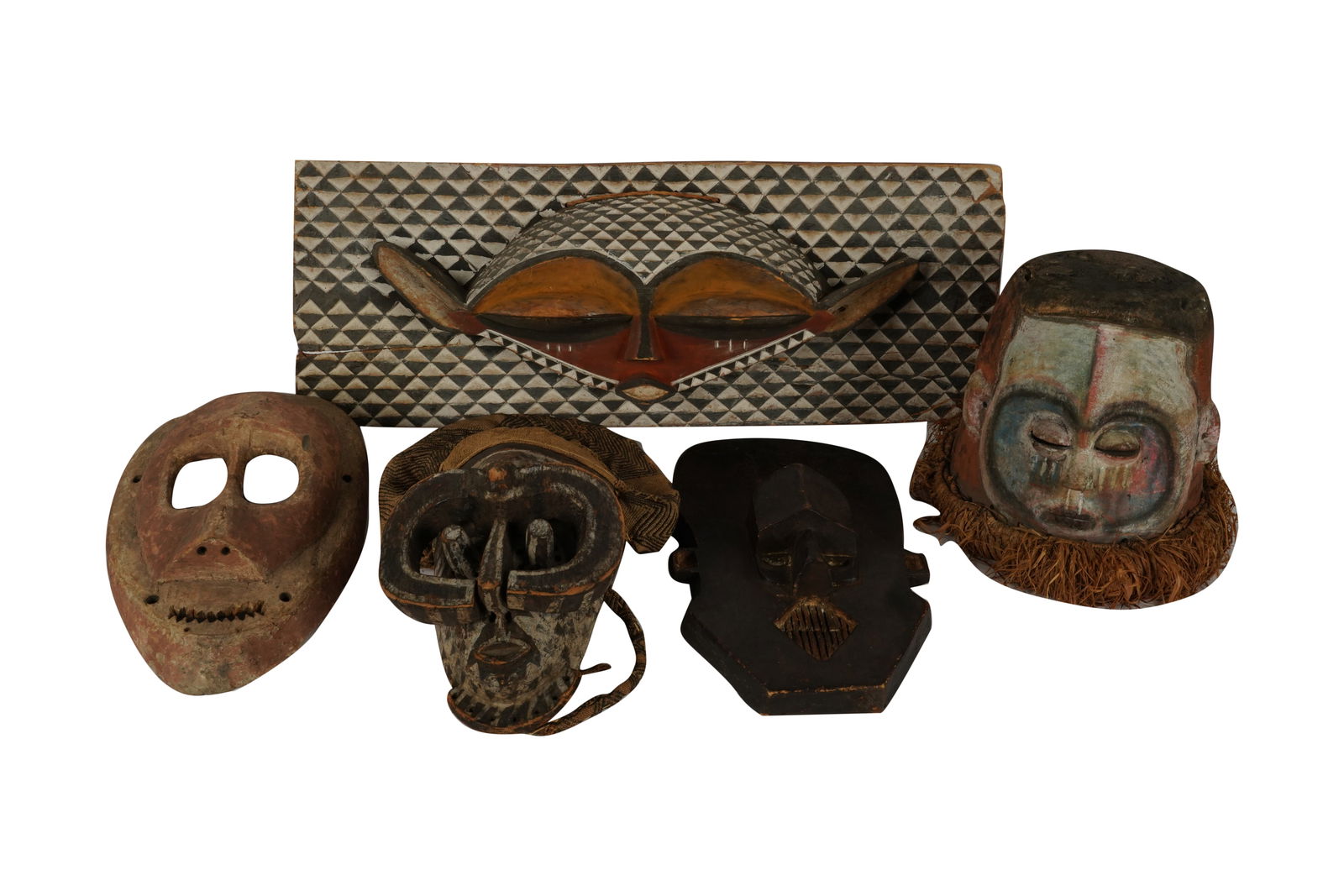 Five African-Carved Masks (1 of 9)