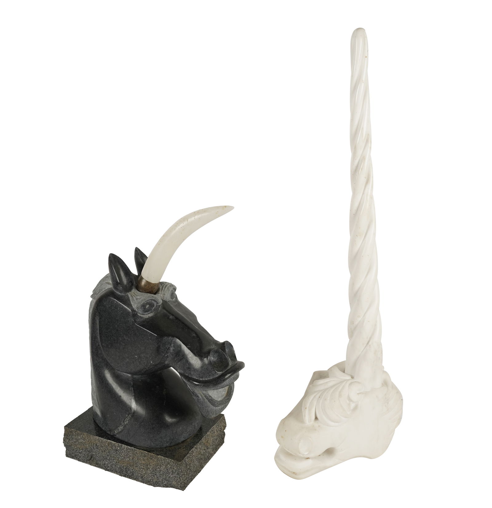 Two Stone Carvings of Unicorn Heads (1 of 9)