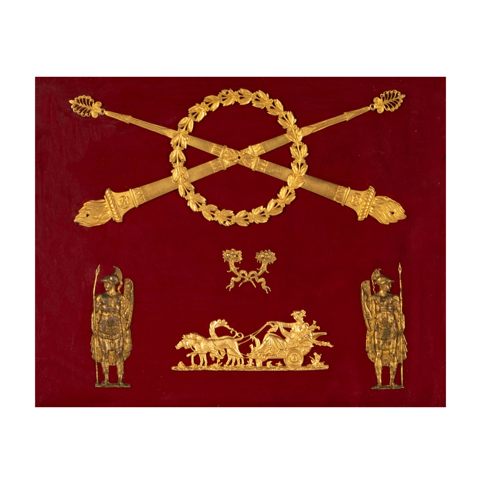 A Framed Display of Gilt Metal Appliques (1 of 7)