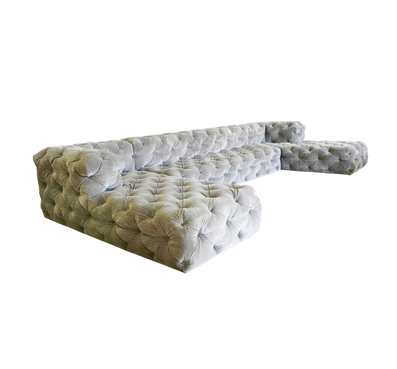 A Contemporary Gray Tuffted Upholstered Sectional Sofa (1 of 13)