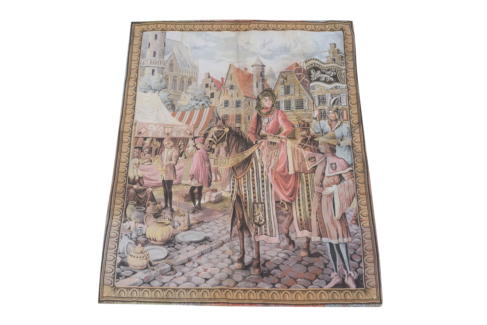A Town Scene Pictorial Hanging Tapestry (1 of 8)