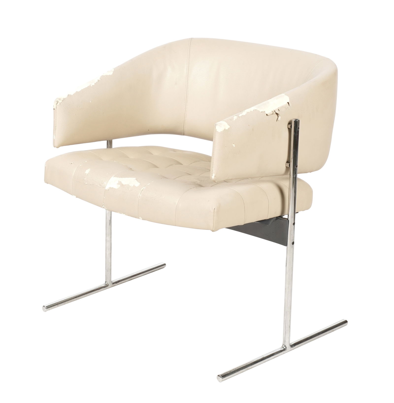 Jorge Zalszupin Leather Chair: needs reupholstering 28 x 23 1/2 x 23 in. (71.1 x 59.7 x 58.4 cm.), Seat Height: 17 in. (43.2 cm.)