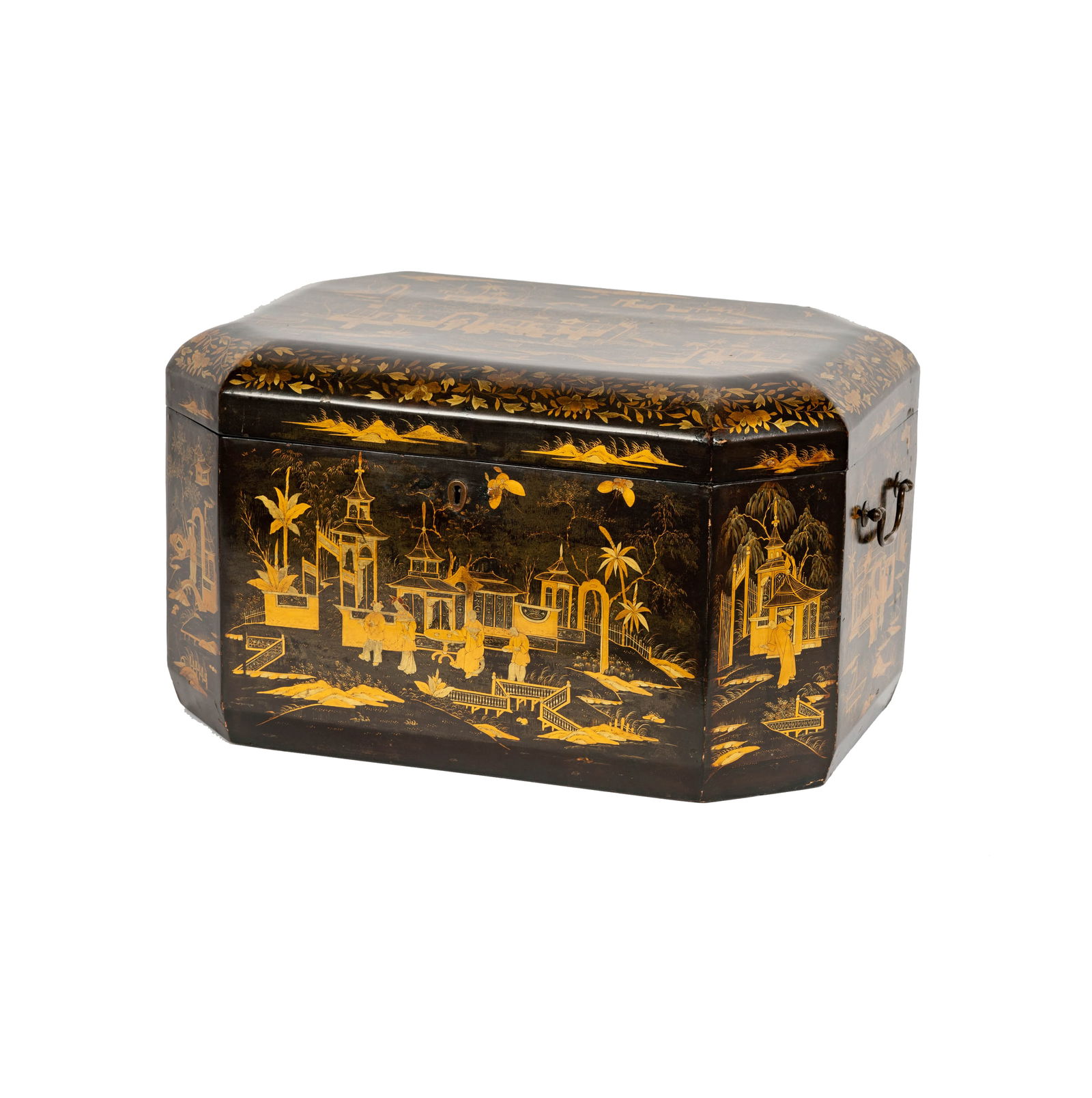 A Chinese Export Gilt and Black-Lacquered Tea Caddy (1 of 15)