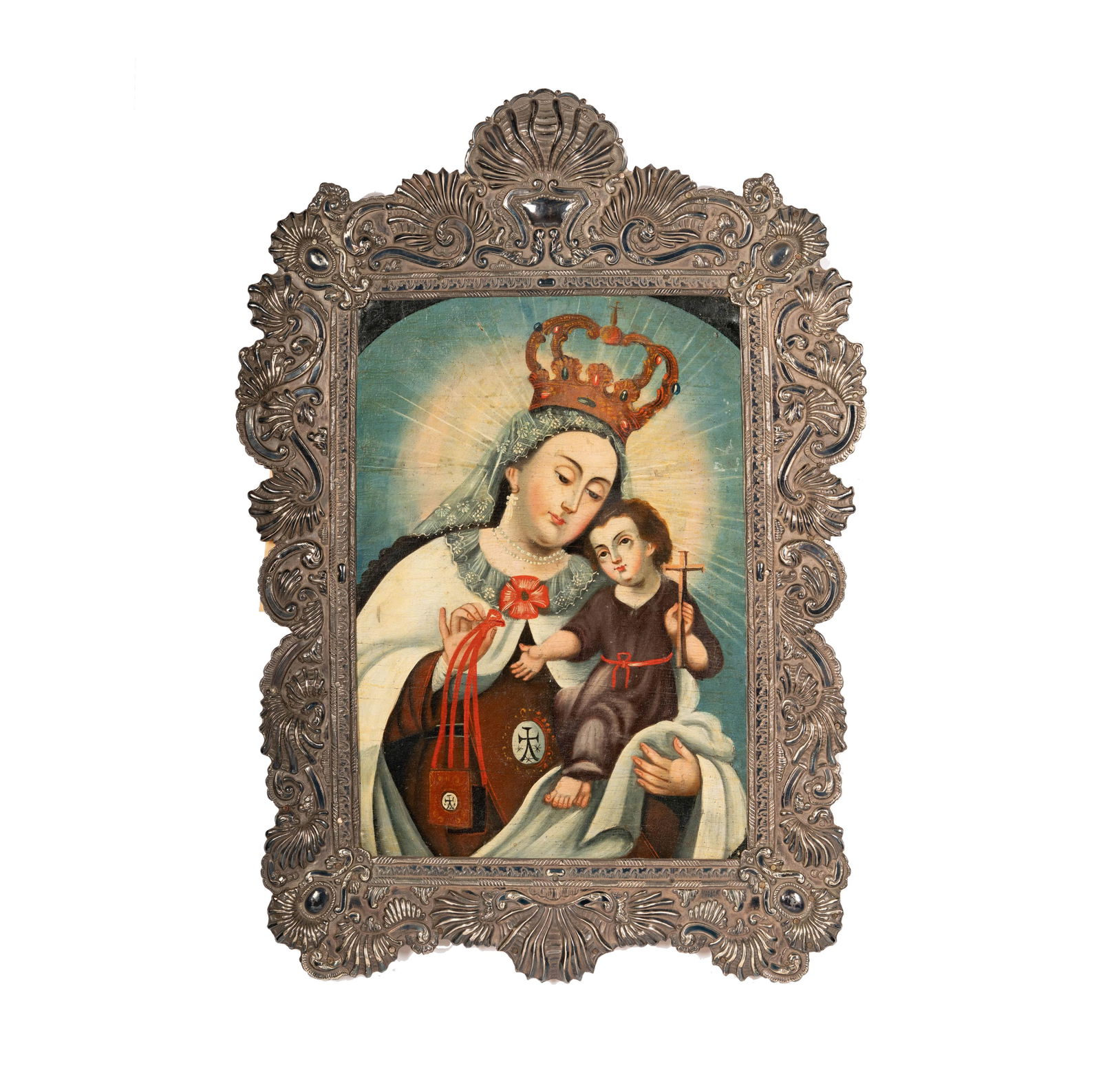 Colonial Latin American School: Virgin of the Carmelites with Nino (1 of 9)