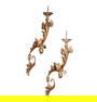 A Pair of Italian Giltwood and Metal Single-Arm Sconces