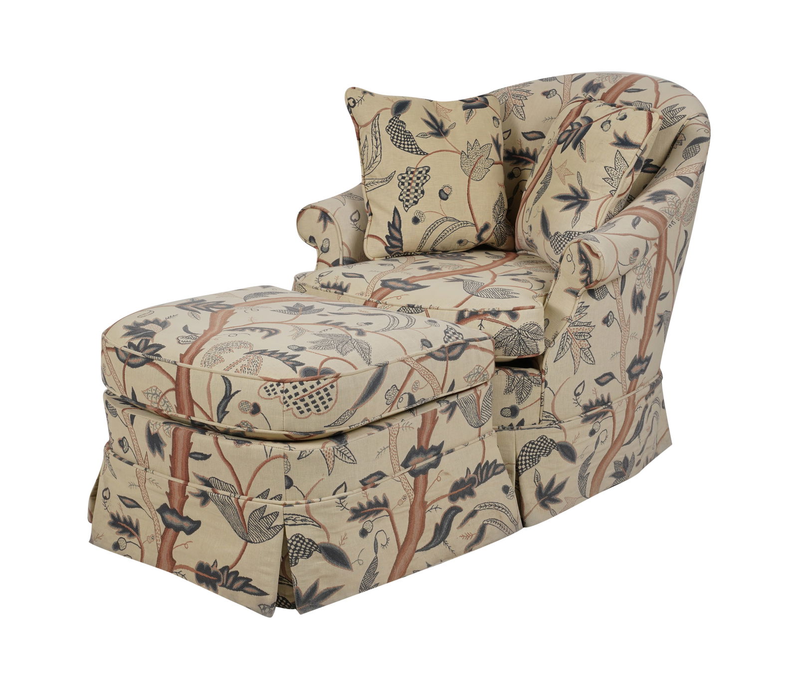 An Upholstered Tub Chair and Ottoman (1 of 10)