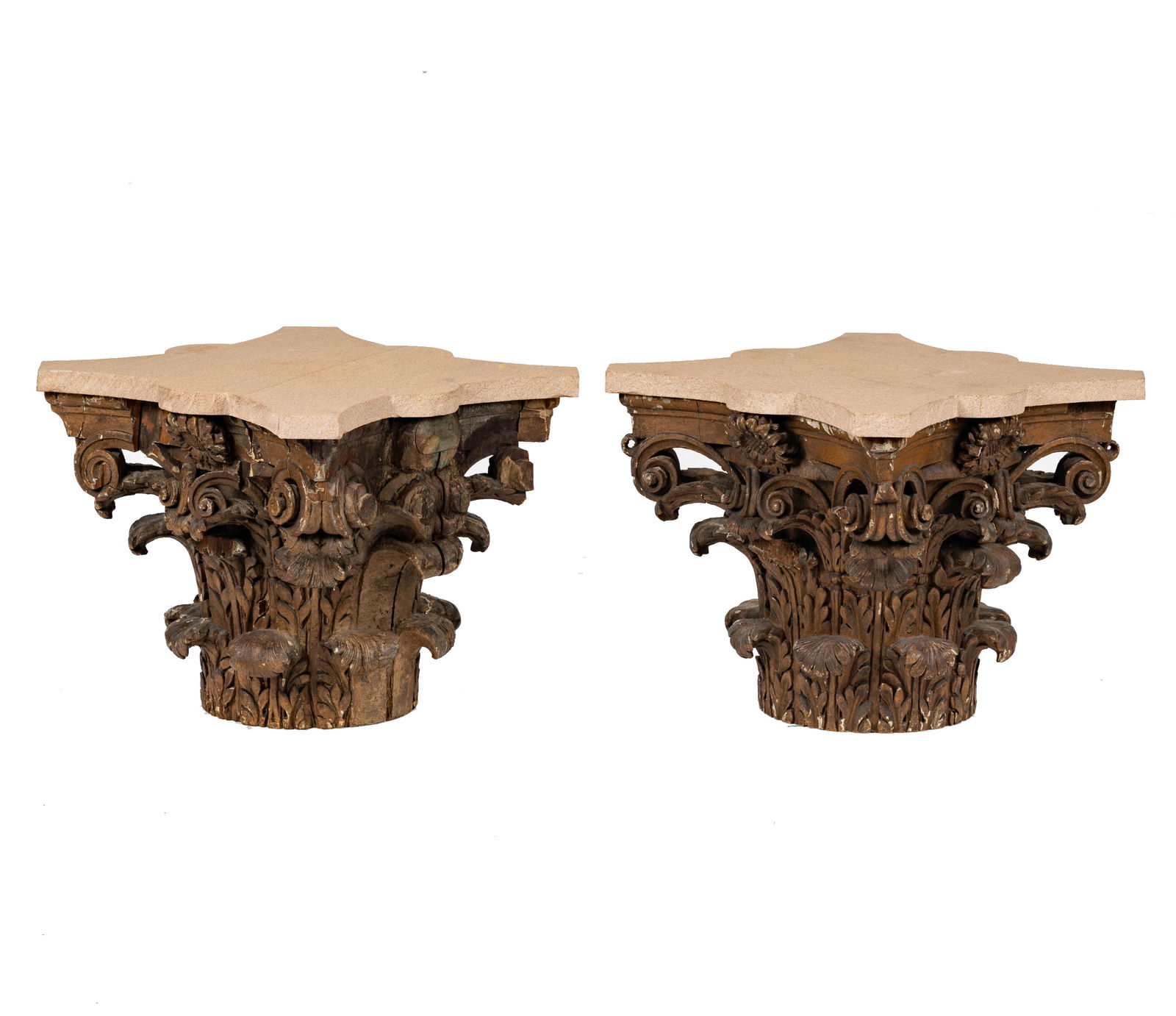 A Pair of Continental Carved Wood Corinthian Capitals (1 of 19)