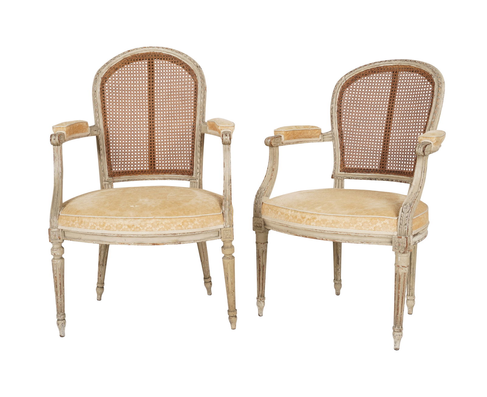 A Pair of Louis XVI-Style Painted and Caned Fauteuils (1 of 9)