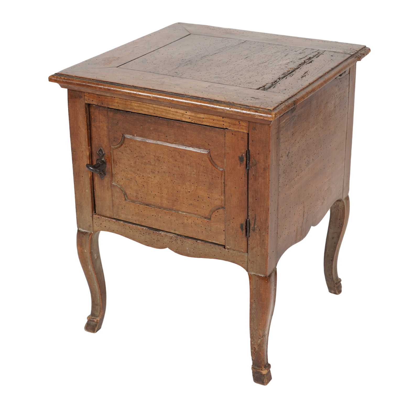 A French Fruitwood Pot De Chambre Table: 19th century 20 x 16 1/4 x 16 1/4 in. (50.8 x 41.3 x 41.3 cm.) Provenance: Property from the collection of George Doan, Philadelphia, PA. and Rancho Mirage, CA