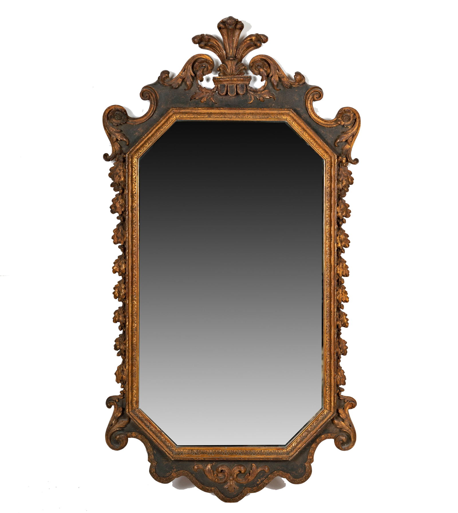 An Italian Gilt and Green-Painted Carved Wood Mirror (1 of 14)