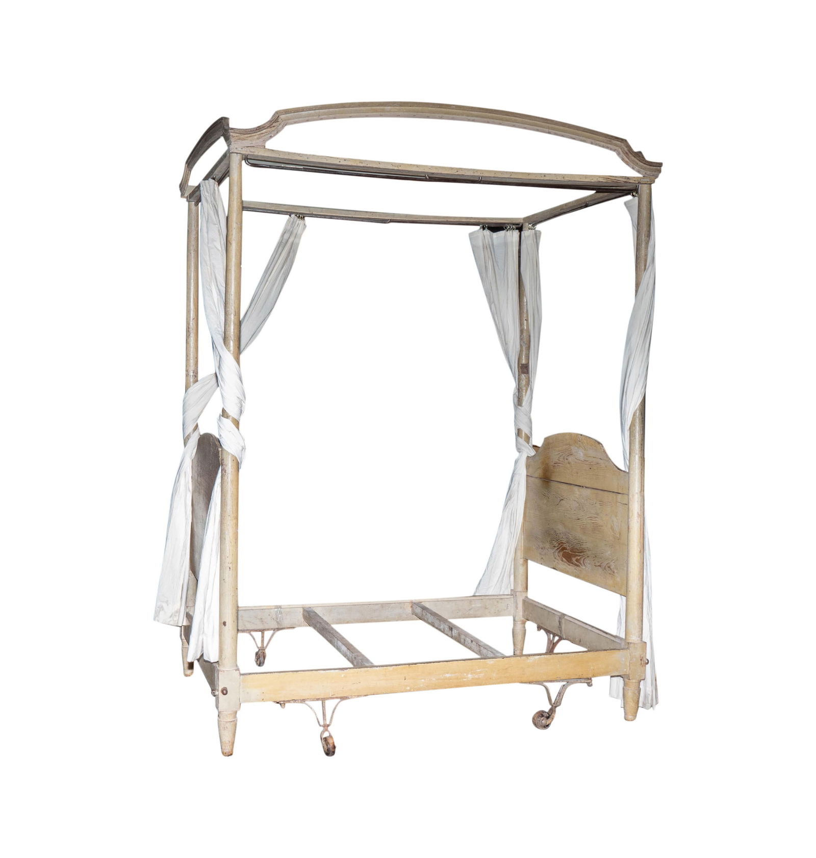 An Antique French Grey-Painted Wood Canopy Bed (1 of 18)