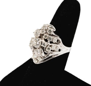 14 Karat White Gold Diamond Cluster Ring