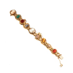 14 Karat Yellow Gold Gem-set Slide Bracelet