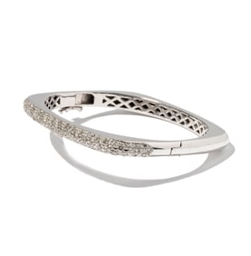 14 Karat White Gold and Diamond Hinged Bangle Bracelet