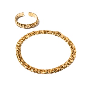 14 Karat Yellow Gold Collar Necklace and Cuff Bracelet