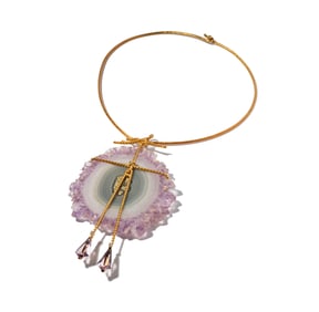 Andrew Grima 18 Karat Yellow Gold, Agate and Amethyst Choker