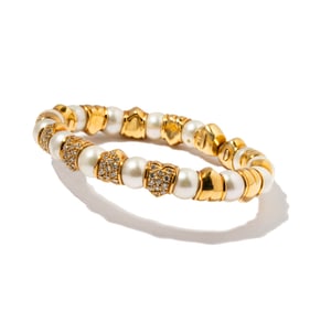 18 Karat Yellow Gold Diamond Pearl bracelet