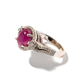 18 Karat White Gold, Diamond And Ruby Ring
