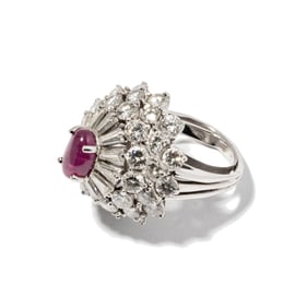 Platinum, Diamond and Ruby Cocktail Ring