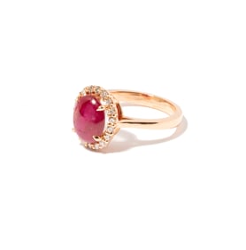14 Karat Rose Gold, Diamond and Burmese Ruby Ring