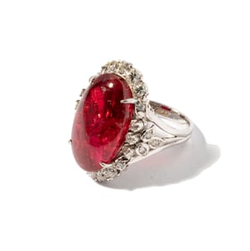 Platinum, Spinel and Diamond Ring