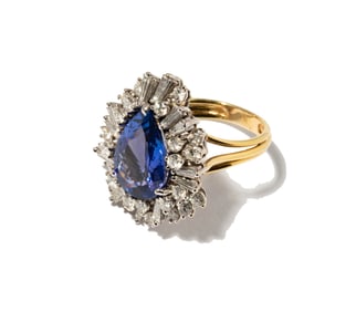 18 Karat Gold, Diamond and Tanzanite Ring