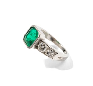 Tiffany & Co. Vintage Platinum Emerald Diamond Ring
