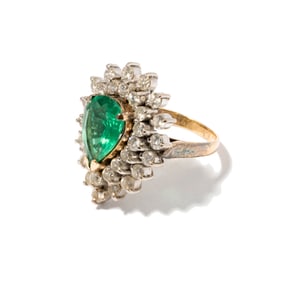 18 Karat Gold, Emerald and Diamond Ring