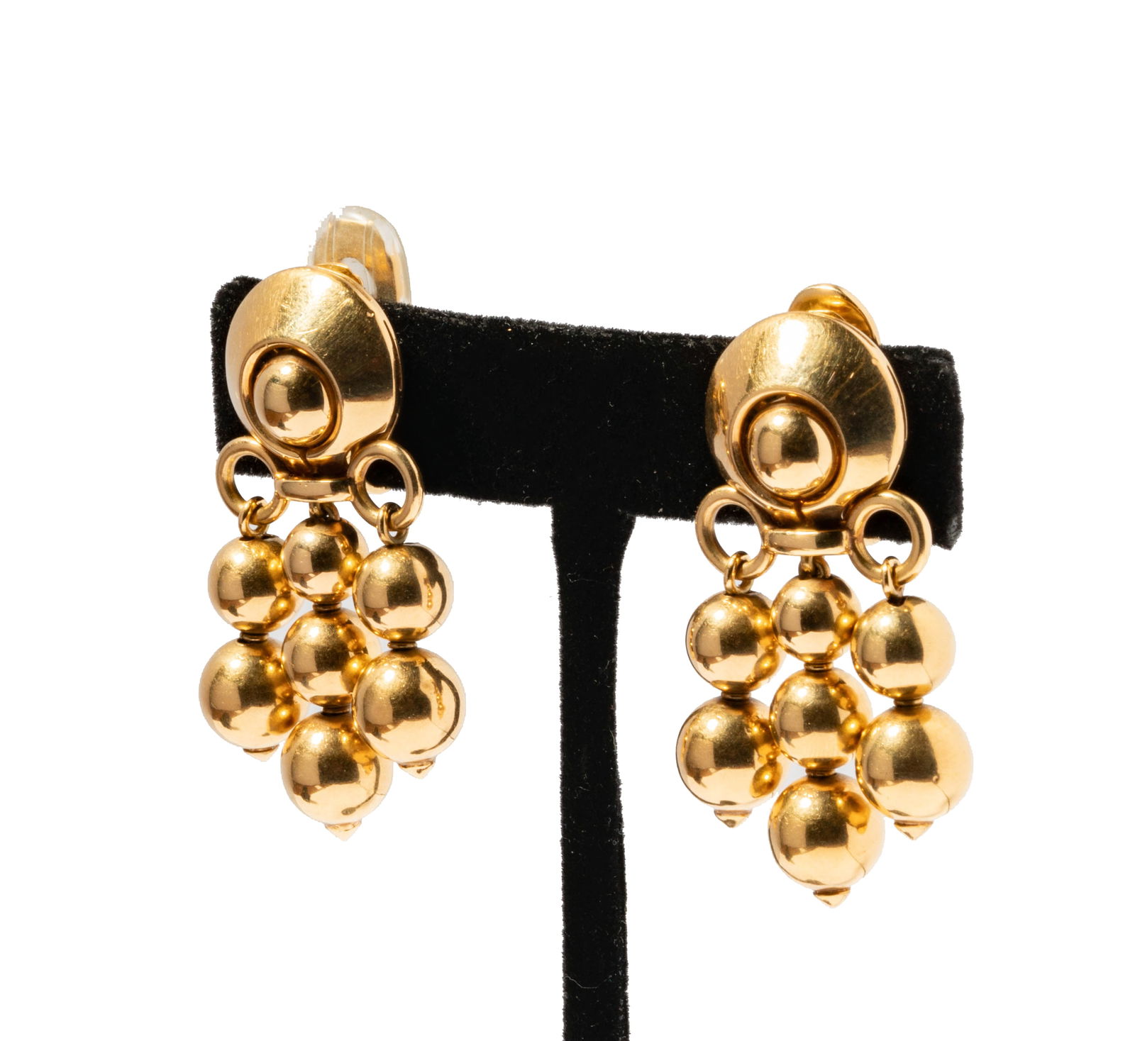 Bulgari 18 Karat Yellow Gold Drop Earrings: measuring 42.82mm tall, weighing 29.9 grams;