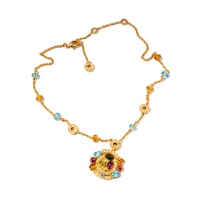 Bulgari 18 Karat Yellow Gold, Gem-Set and Diamond 'Astrale' Necklace