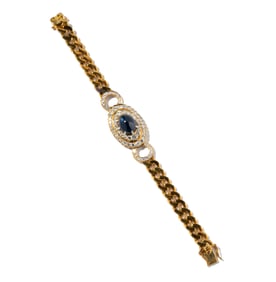 Gucci 18 Karat Yellow Gold, Diamond and Sapphire Bracelet