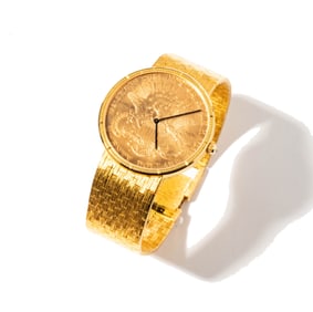 Corum 18 Karat Yellow Gold, Coin Watch